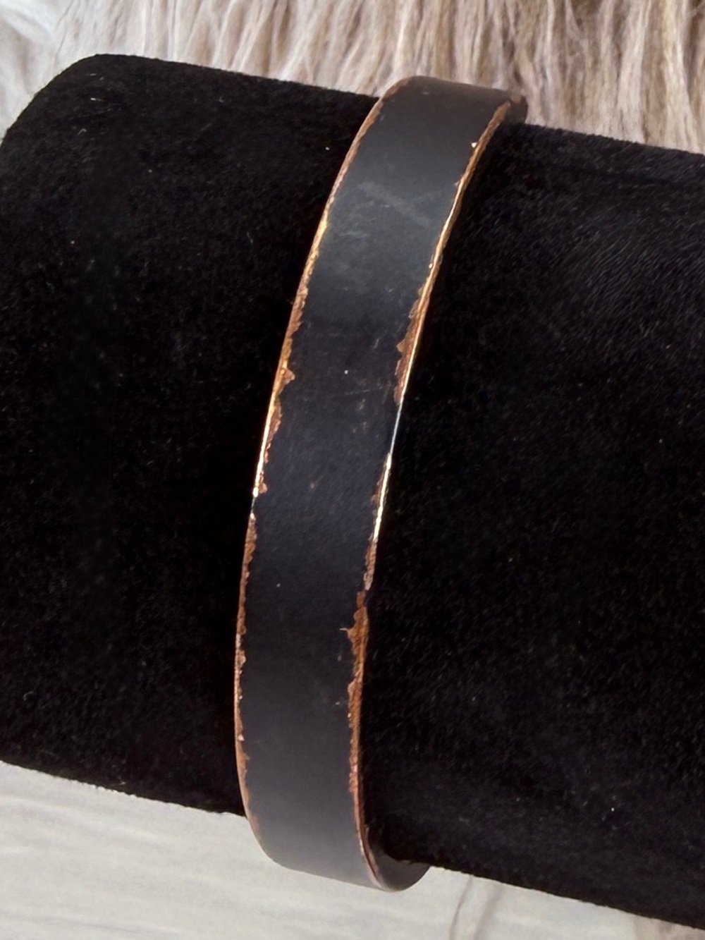 Black Copper Cuff Bracelet Matte Finish Heavy Modern Minimalist